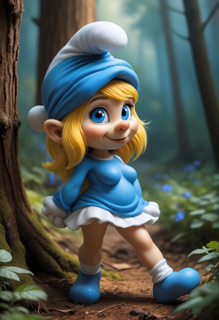 A aventura do personagem de desenho animado Smurf da Floresta Encantada