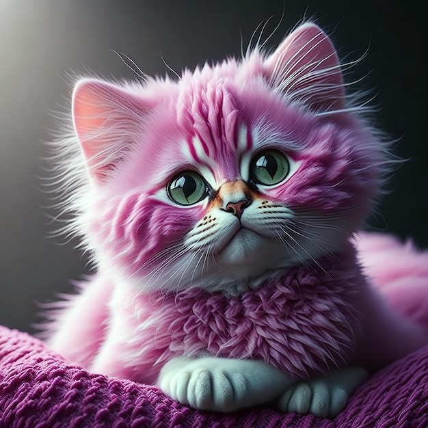 a_awesome_pink_cute_cat ai gerado