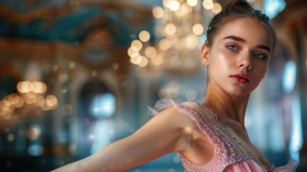 A bailarina é a dançarina que dança com pose elegante no palco aig