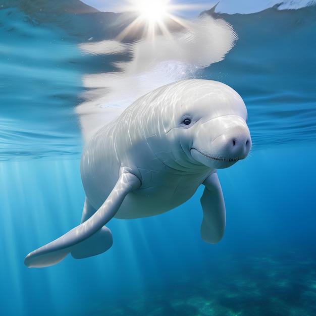 A baleia beluga nadando em Clear Lake