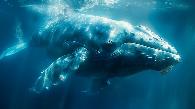 A baleia-corcunda nadando no oceano Explorando as profundezas do oceano