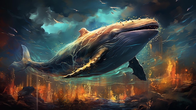A baleia do cosmos vibrante nada