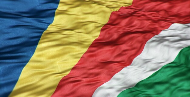 A bandeira africana do país das Seychelles é ondulada