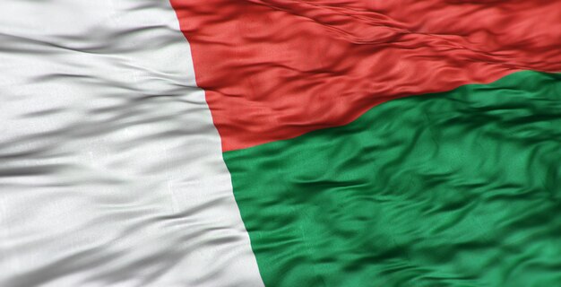 A bandeira africana do país de Madagascar é ondulada