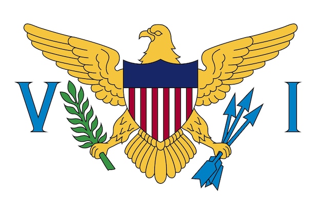 A bandeira atual oficial das Ilhas Virgens dos EUA Bandeira do estado das Ilhas Virgens Ilustração
