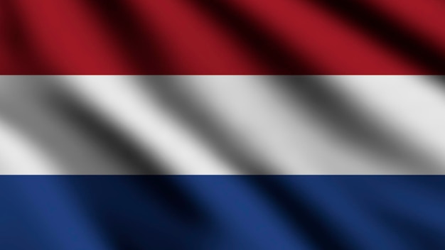 A bandeira da Holanda balançando ao vento com fundo de estilo 3d