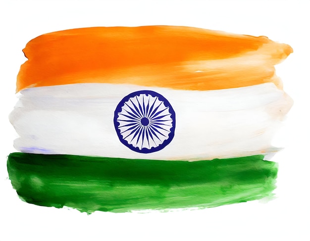 A bandeira da Índia pintada em aquarela