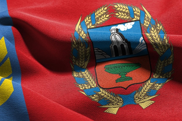 A bandeira de ilustração 3D de Altai Krai é uma região da Rússia Acenando com o vento