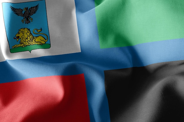 A bandeira de ilustração 3D de Belgorod Oblast é uma região da Rússia Acenando no fundo têxtil da bandeira do vento