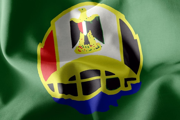 A bandeira de ilustração 3D de Faiyum é uma região do Egito Acenando no fundo têxtil da bandeira do vento