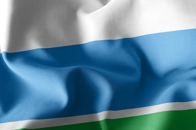 A bandeira de ilustração 3D de Sverdlovsk Oblast é uma região da Rússia Acenando no fundo têxtil da bandeira do vento