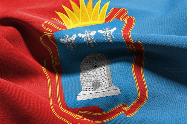 A bandeira de ilustração 3d de tambov oblast é uma região da rússia acenando com o vento