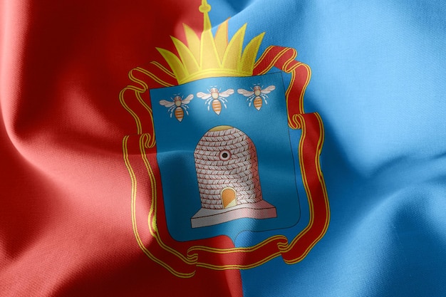 A bandeira de ilustração 3D de Tambov Oblast é uma região da Rússia Acenando no fundo têxtil da bandeira do vento