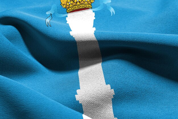 A bandeira de ilustração 3D de Ulyanovsk Oblast é uma região da Rússia Acenando com o vento