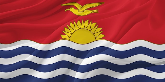 A bandeira de Kiribati a agitar-se no ar