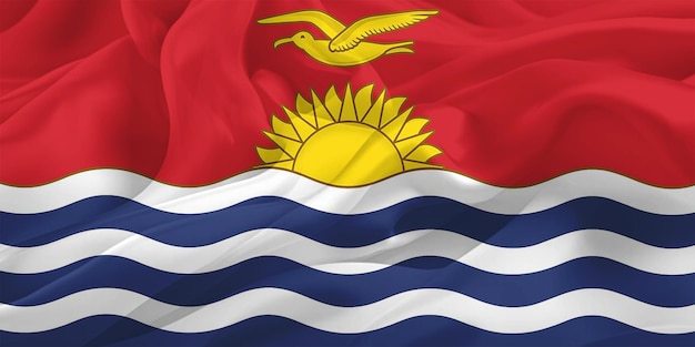A bandeira de Kiribati a agitar-se no ar