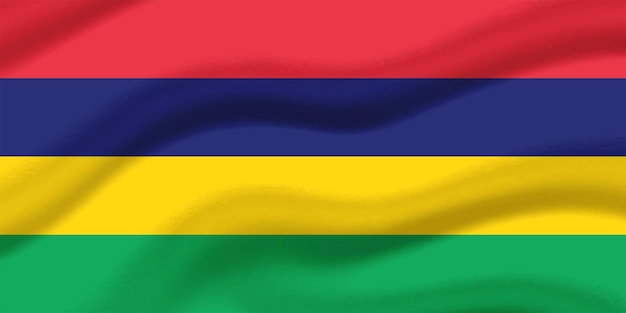 A bandeira de Maurício a agitar-se no ar