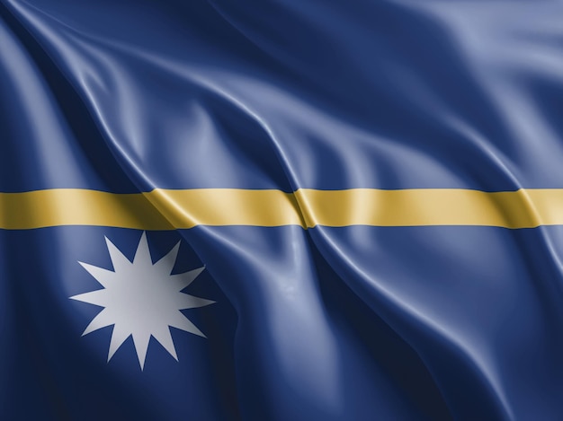 A bandeira de Nauru flutuando e acenando