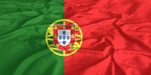 A bandeira de Portugal a agitar de perto
