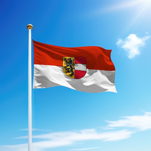 Foto a bandeira de salzburgo é um estado da áustria no mastro da bandeira