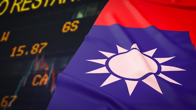 A bandeira de Taiwan na renderização 3d da imagem de fundo de negócios