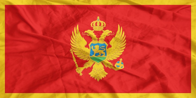 A bandeira do Montenegro a agitar de perto
