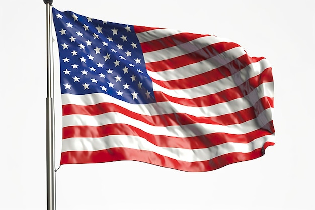 A bandeira dos Estados Unidos da América isolada de fundo branco sólido AI Generative