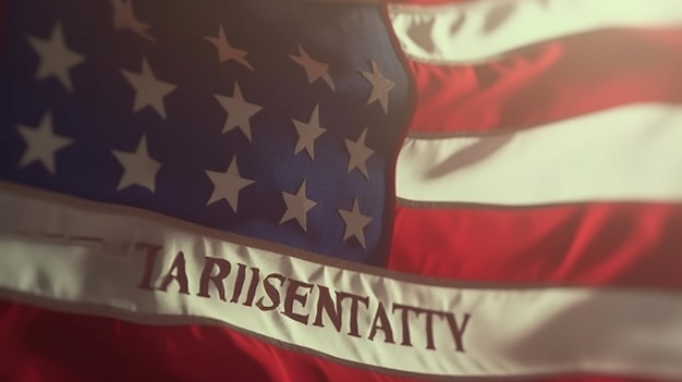 a bandeira dos EUA e o texto do dia dos presidentes vignetteado lindamente feito com IA generativa