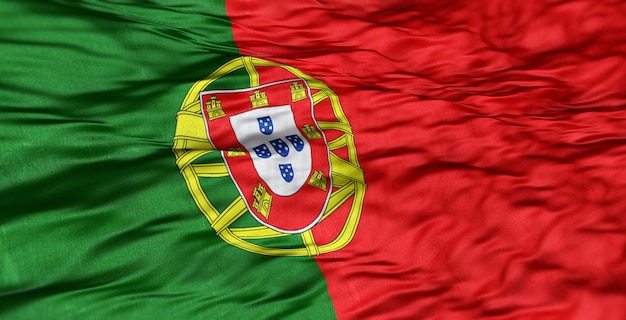 A bandeira europeia do país de Portugal é ondulada