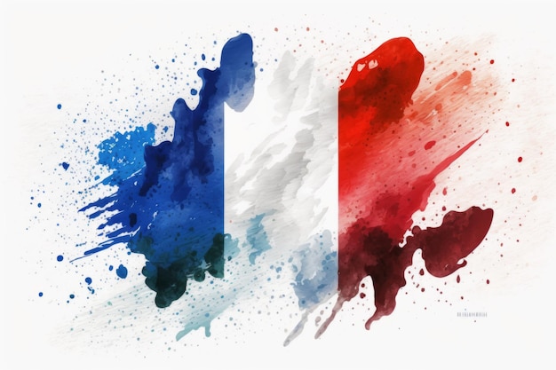 A bandeira francesa colorida azul branco cor vermelha Holi pintura em pó explosão em iwhi