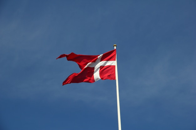 A bandeira na cidade de Copenhaga, Dinamarca