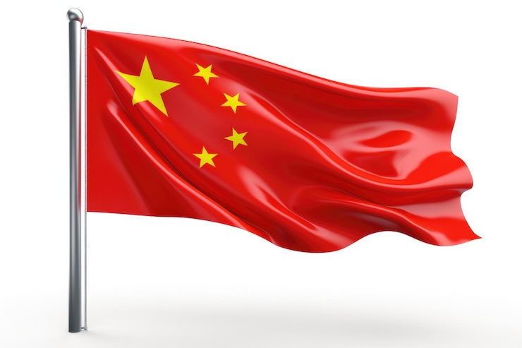 Foto a bandeira nacional da china exibida em um fundo branco puro