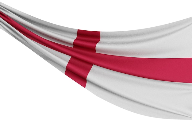 A bandeira nacional da Inglaterra Acenando a bandeira da tela com textura drapejada em um fundo branco liso Renderização 3D