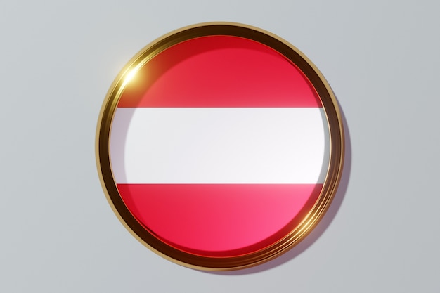 A bandeira nacional da Áustria sob a forma de uma janela redonda. Bandeira em forma de círculo. Ícone do país.