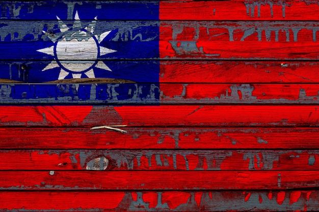 A bandeira nacional de TaiwanxA é pintada em placas irregulares Símbolo do país