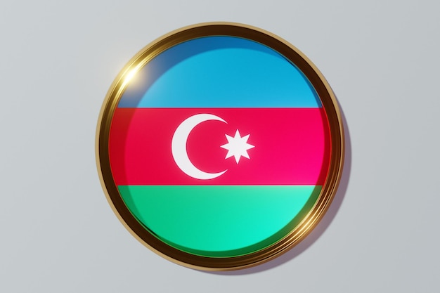 A bandeira nacional do Azerbaijão na forma de uma janela redonda. Bandeira em forma de círculo. Ícone do país.