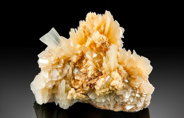 A barita é uma pedra geológica natural preciosa rara em fundo de gradiente em isolamento de chave baixa.