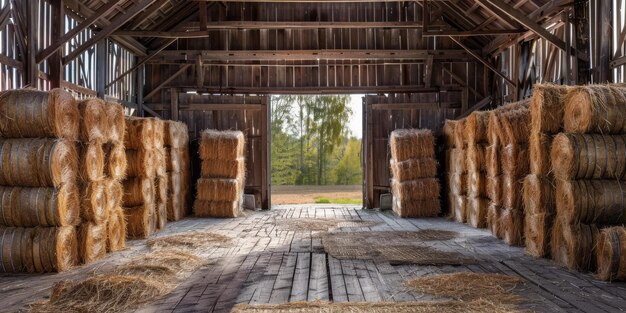 Foto a barn full of hay bales