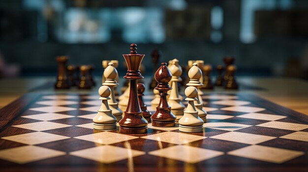 Foto a batalha estratégica no tabuleiro de xadrez desvelando o encantador jogo de xadres aberto em 169 aspectos
