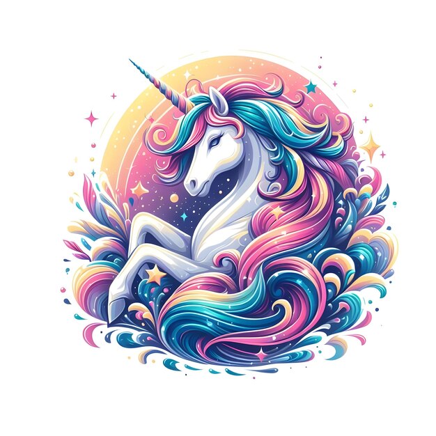 Foto a beautiful unicorn illustration background cute unicorn