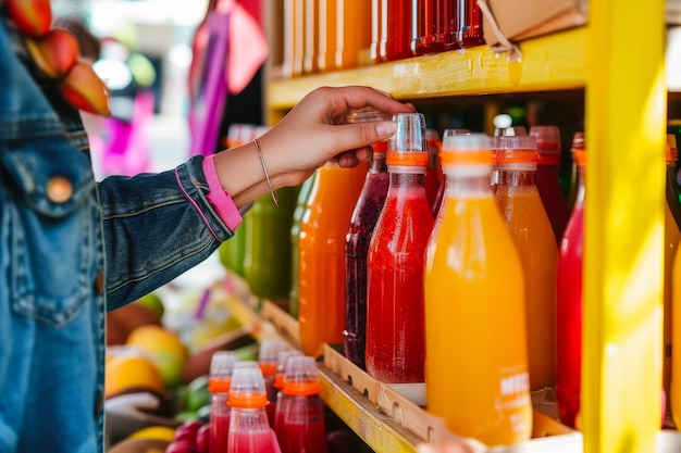 Foto a bebida refrescante de frutas está em ação