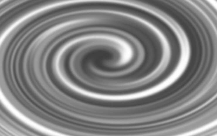 Foto a bela espiral prateada de abstração turva