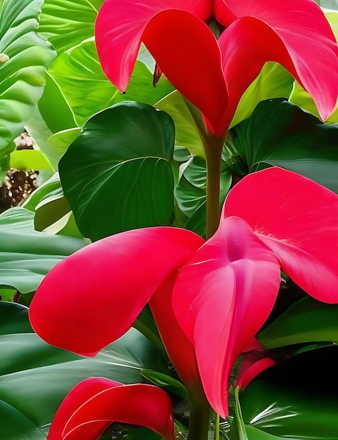 Foto a bela flor de flamingo anthurium neste mundo