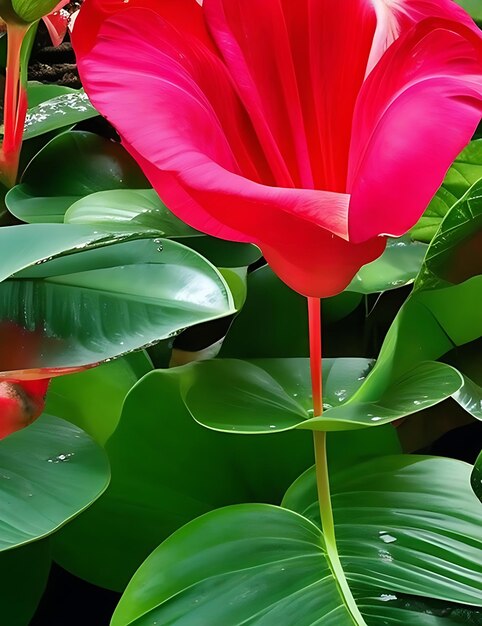 Foto a bela flor de flamingo anthurium neste mundo