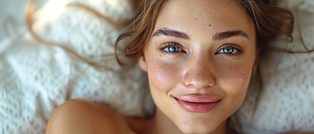 Foto a bela mulher de cuidados com a pele gosta e relaxa enquanto está isolada em um fundo branco beleza asiática