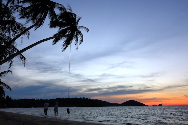 a bela praia à noite