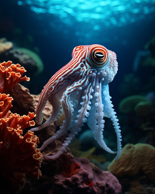 A bela sépia Animal na foto limpa debaixo d'água gerada pela IA