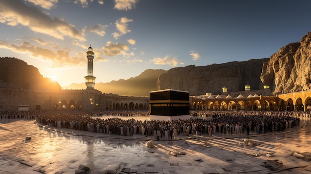 a bela vista da cidade de Meca e também o local de culto da Kaaba