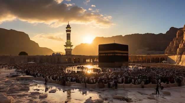 a bela vista da cidade de Meca e também o local de culto da Kaaba