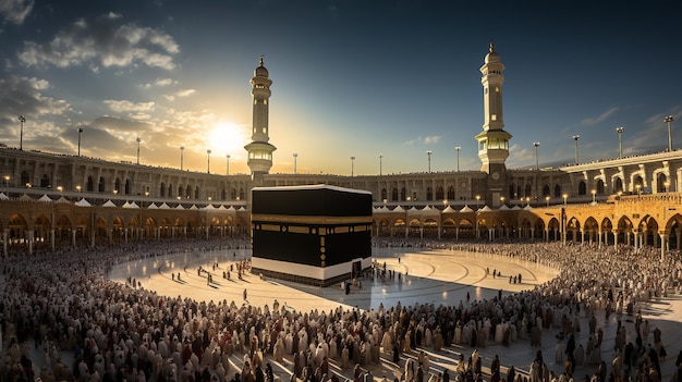 a bela vista da cidade de Meca e também o local de culto da Kaaba